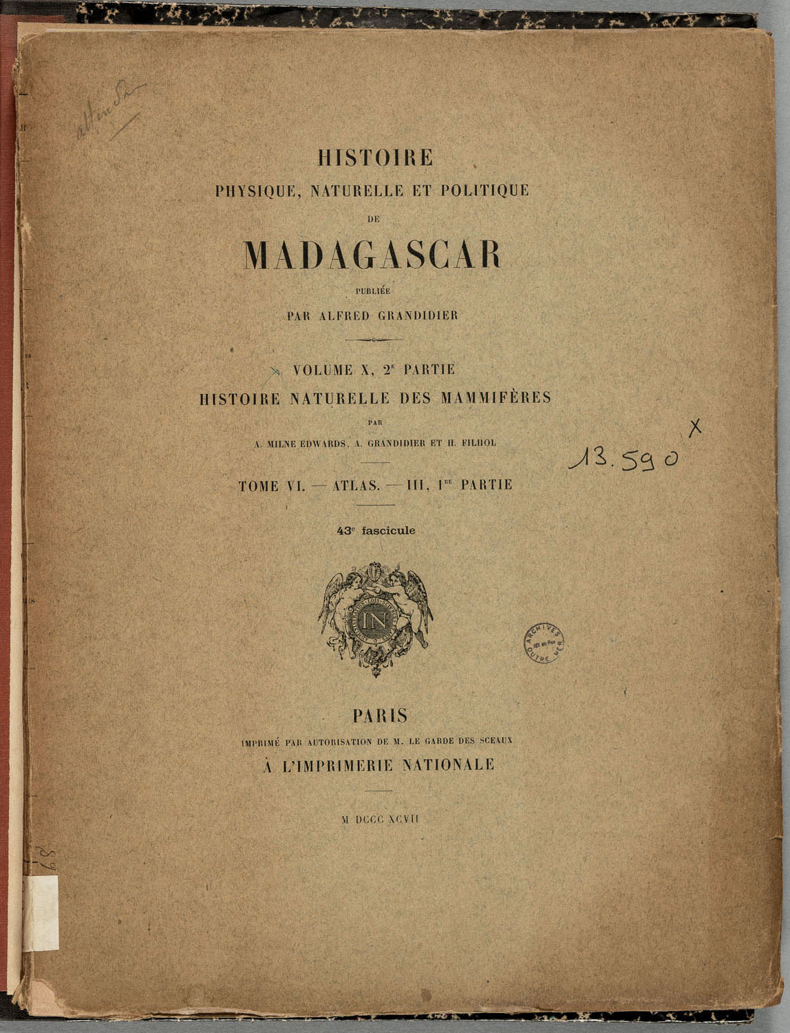 Grandidier (Alfred), Histoire physique, naturelle et politique de Madagascar